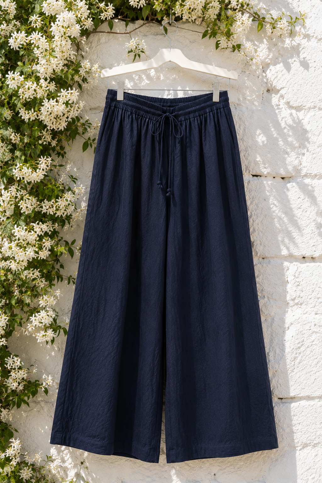 Pantalon Large Coton Lin — Taille Élastique Cordon | 7 Coloris | Style Modest Confort