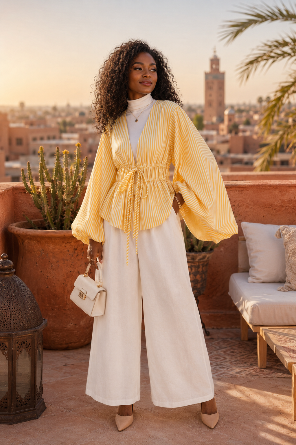Chemise Manches Bouffantes Nœud — 8 Coloris | Style Modest Chic Féminin