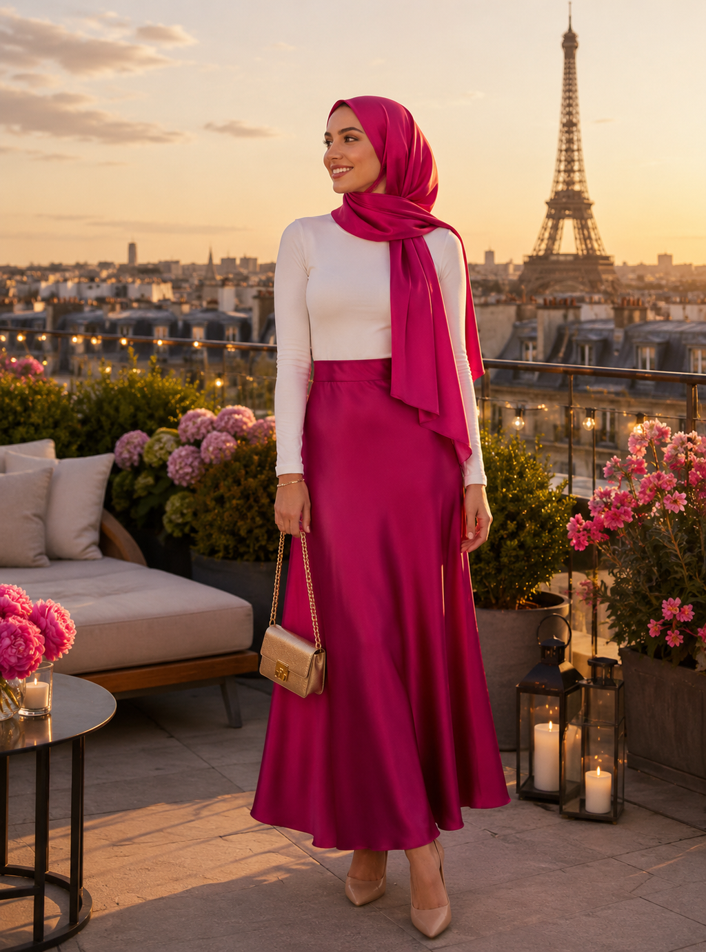jupe longue satinée, jupe évasée femme, jupe modest fashion, jupe fishtail, jupe satin femme voilée, jupe longue élégante, jupe musulmane, jupe tendance 2025