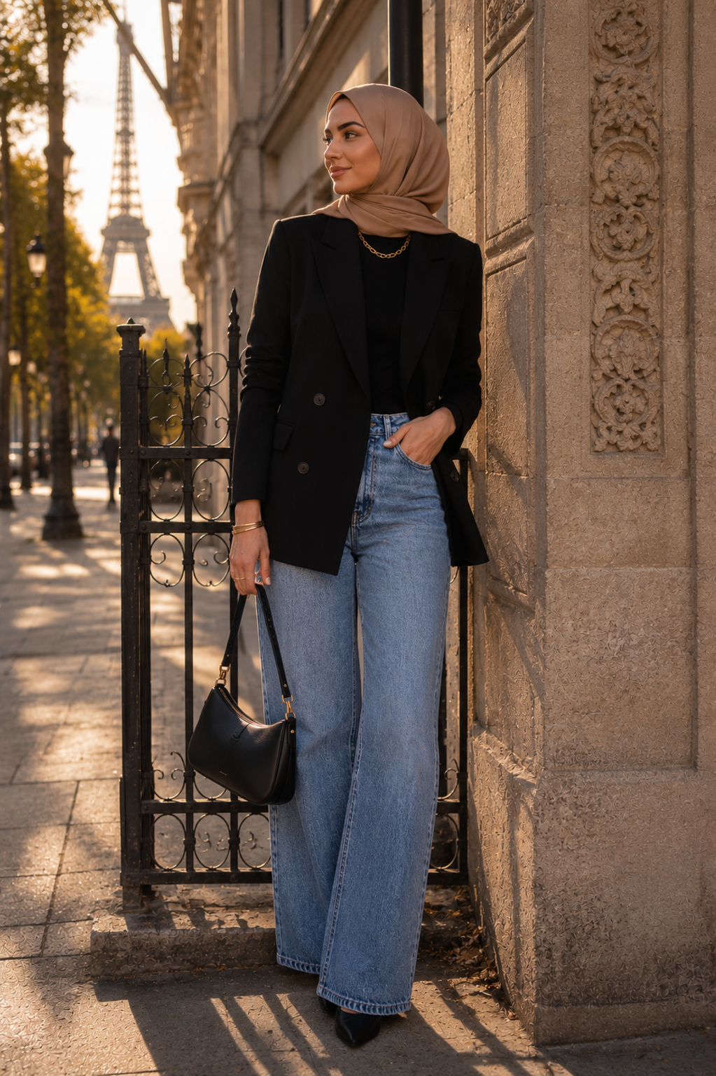 Blazer Élégant Double Boutonnage — Veste Modest Chic Manches Longues | Marron, Noir, Beige