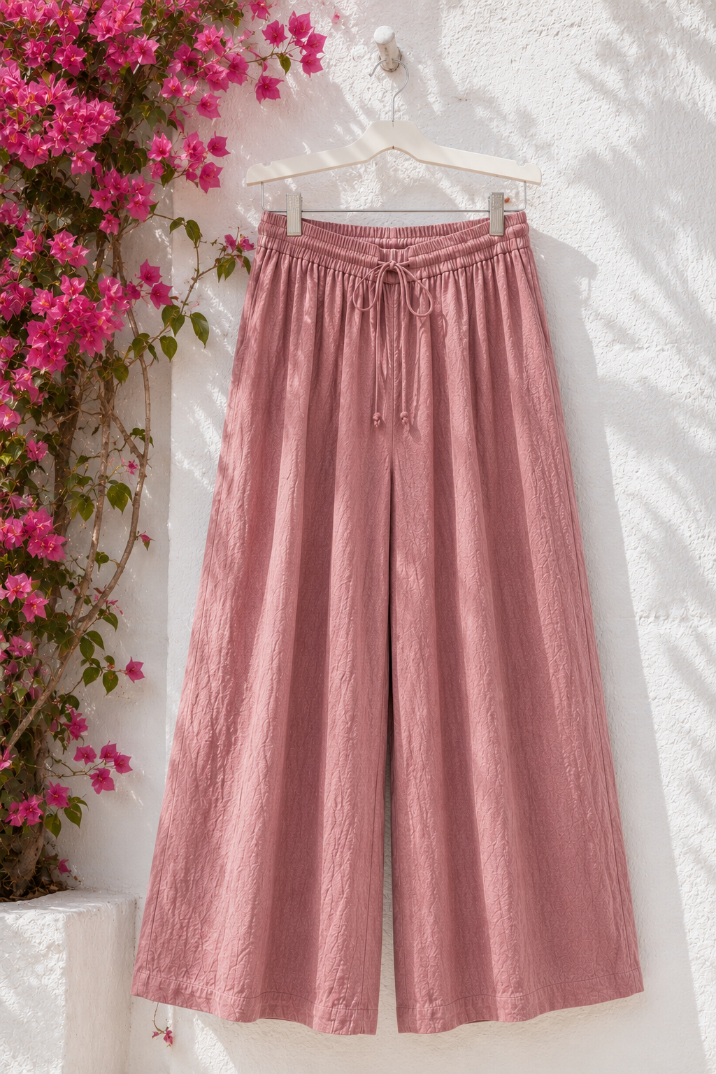Pantalon Large Coton Lin — Taille Élastique Cordon | 7 Coloris | Style Modest Confort