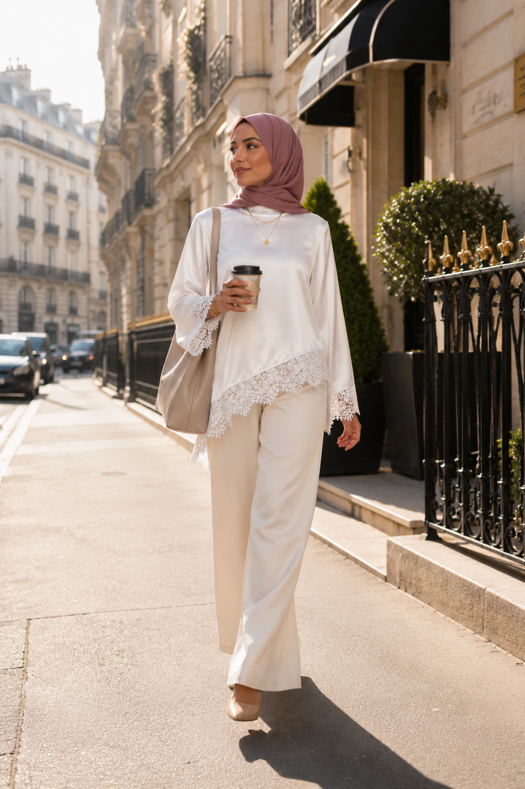 Haut Élégant Dentelle Patchwork Lacets — Manches Longues | Blanc, Noir | Style Modest Chic