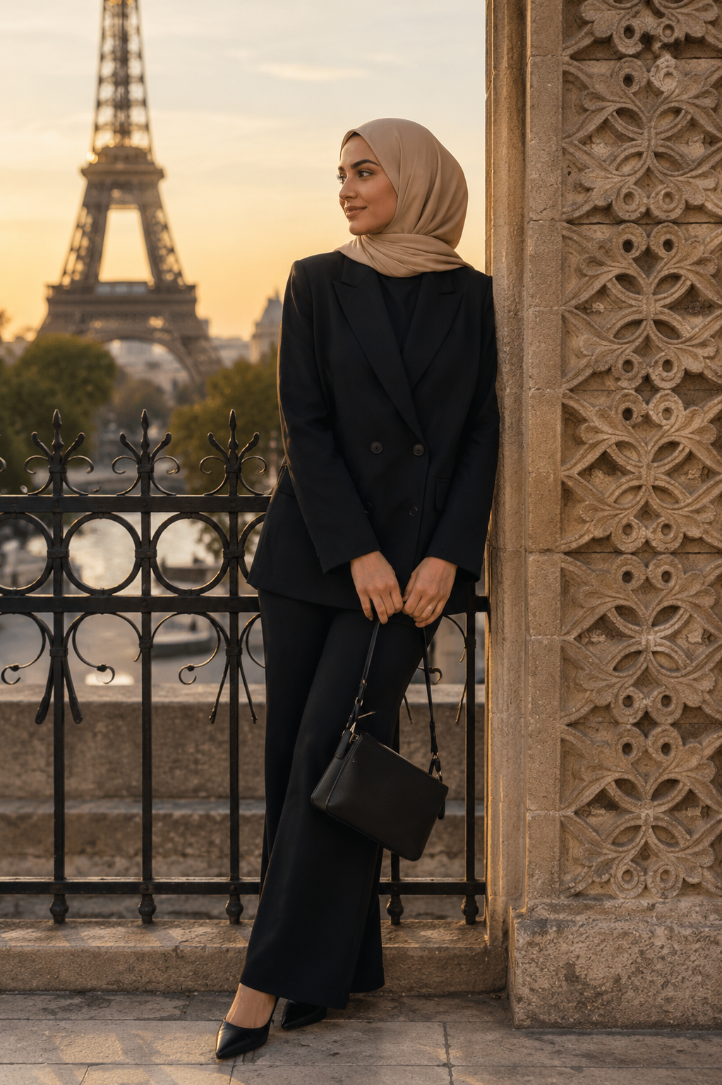 Blazer Élégant Double Boutonnage — Veste Modest Chic Manches Longues | Marron, Noir, Beige