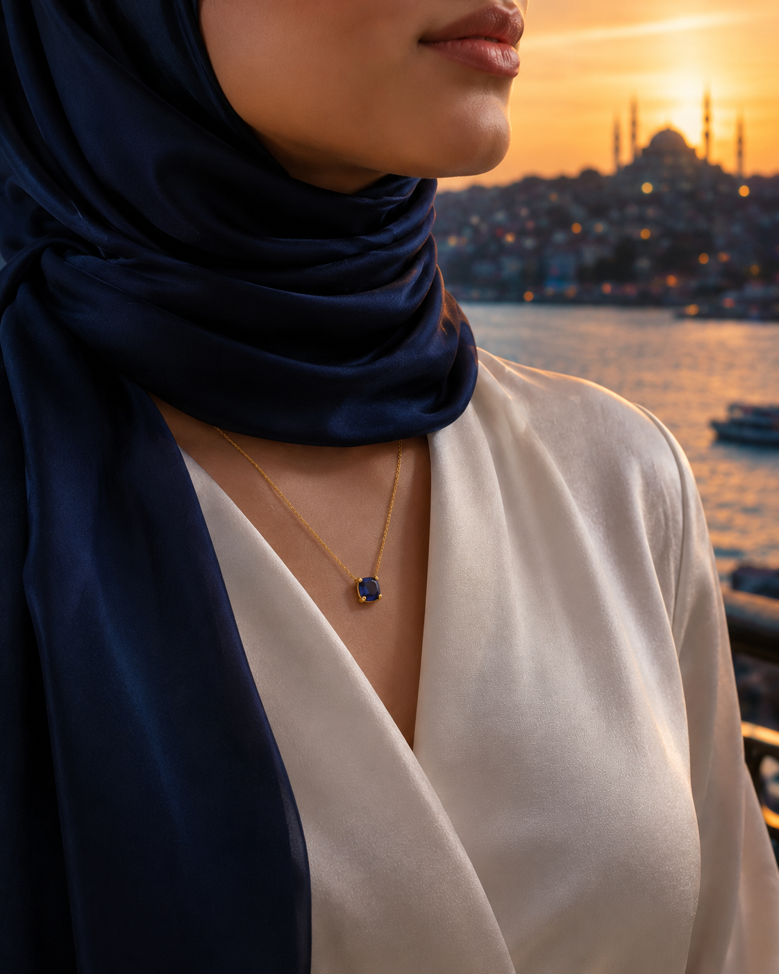 Collier Pendentif Zircon Femme – Acier Inoxydable Doré Élégant & Minimaliste