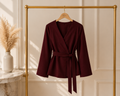 Haut Cache-Cœur Ceinturé Manches Ballon — Blanc, Noir, Bordeaux | Style Modest Chic