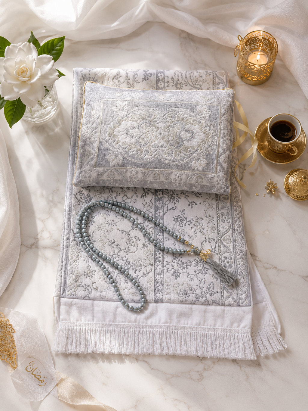 Tapis de Prière 3 Pièces - Chapelet & Sac Inclus, Idéal Ramadan & Eid