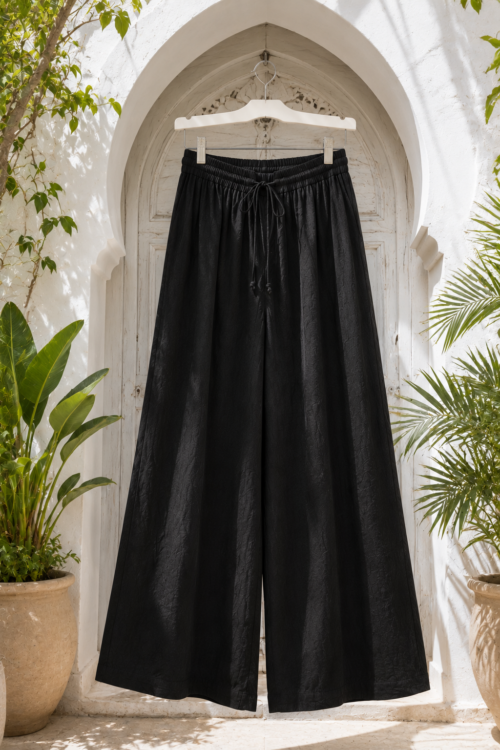 Pantalon Large Coton Lin — Taille Élastique Cordon | 7 Coloris | Style Modest Confort