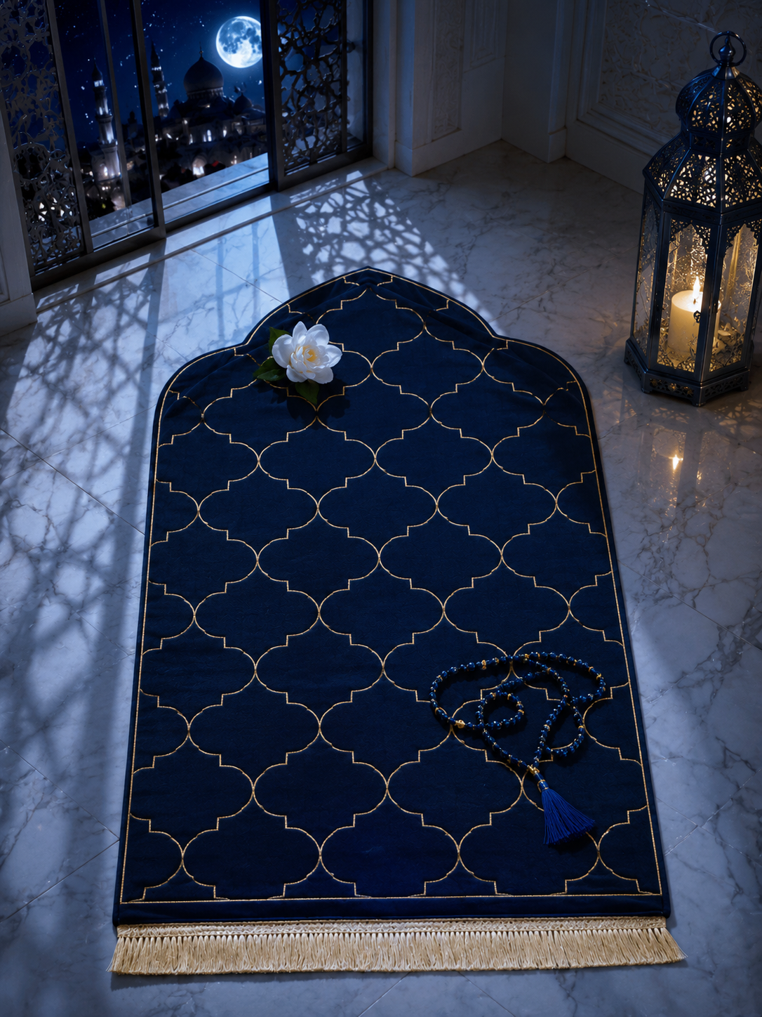 Tapis de Prière Voyage  - Velours Doux Antidérapant, Portable & Élégant