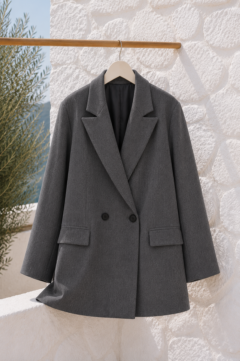 Blazer Élégant Double Boutonnage — Veste Modest Chic Manches Longues | Marron, Noir, Beige
