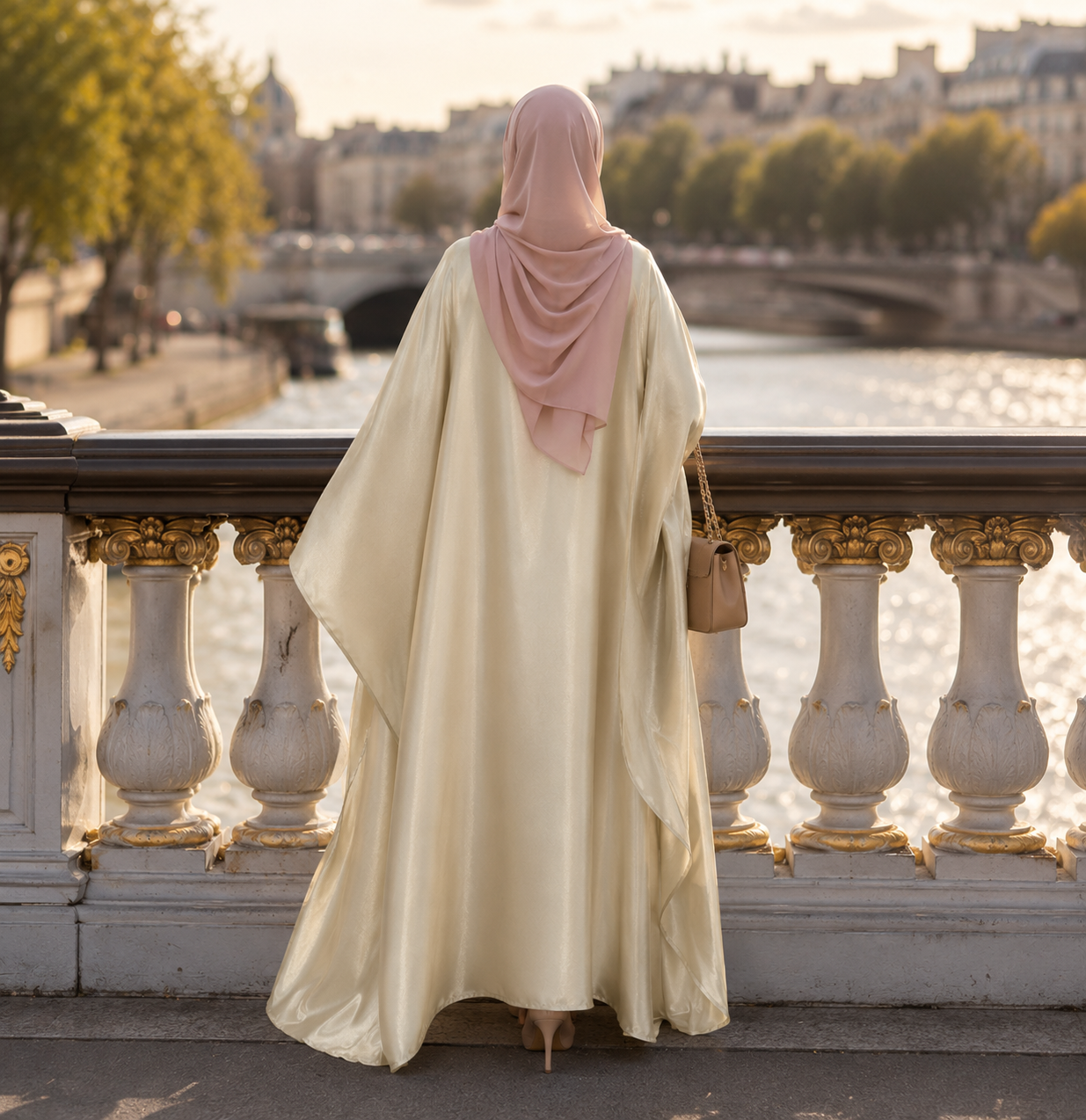 Abaya Satiné Femme – Robe Longue Oversize Manches Chauve-Souris