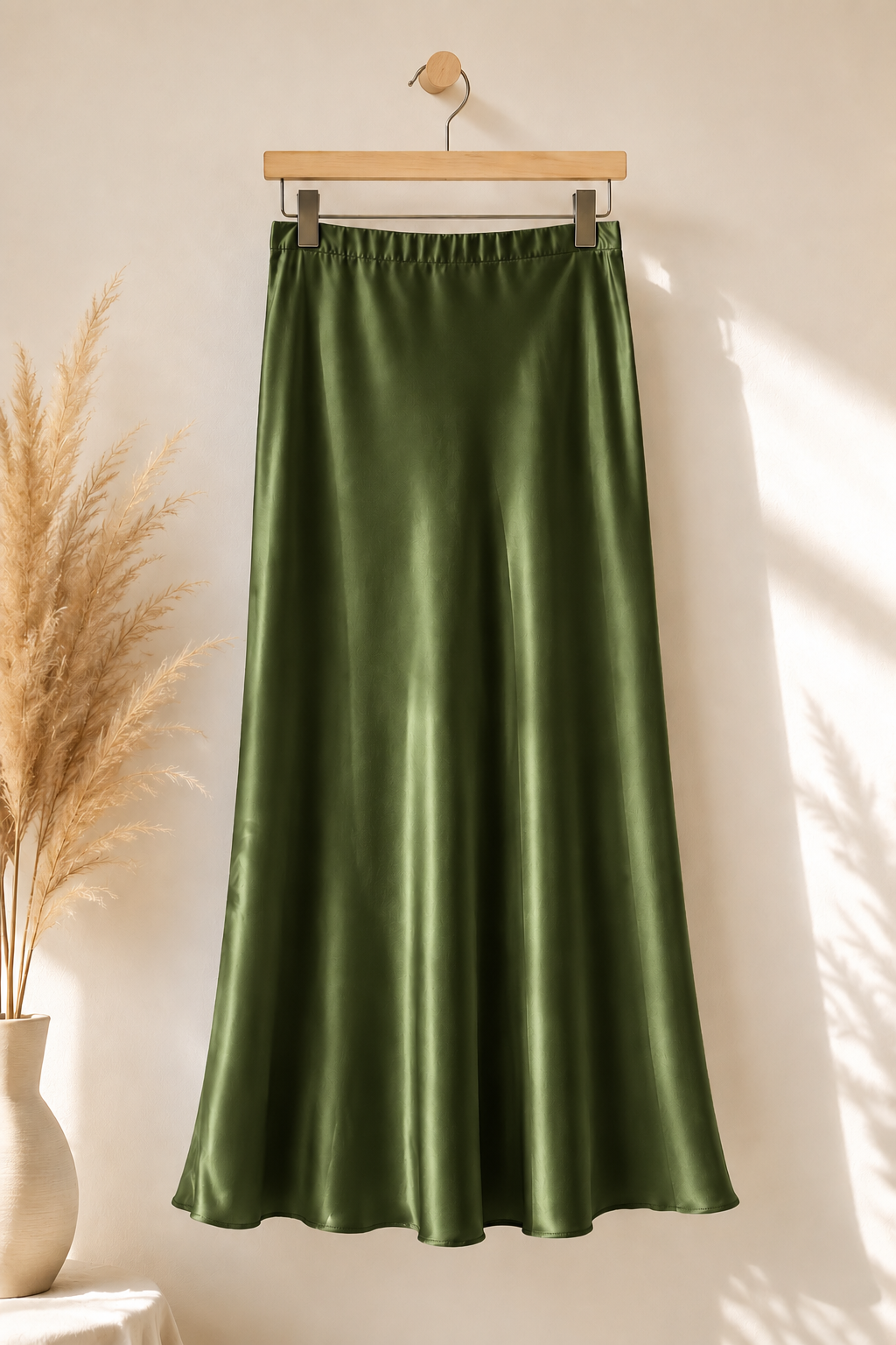 jupe longue satinée, jupe évasée femme, jupe modest fashion, jupe fishtail, jupe satin femme voilée, jupe longue élégante, jupe musulmane, jupe tendance 2026