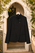 Blazer Élégant Col Montant Bouton Unique — Veste Chic Modest | Taupe , Noir