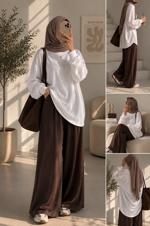 Top Oversize Blanc Femme – Coupe Longue & Modeste