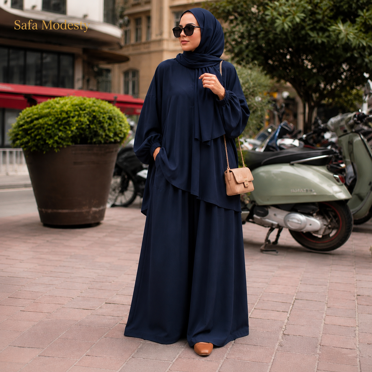 Ensemble 2 Pièces Femme – Chemise Longue & Pantalon Large Modest