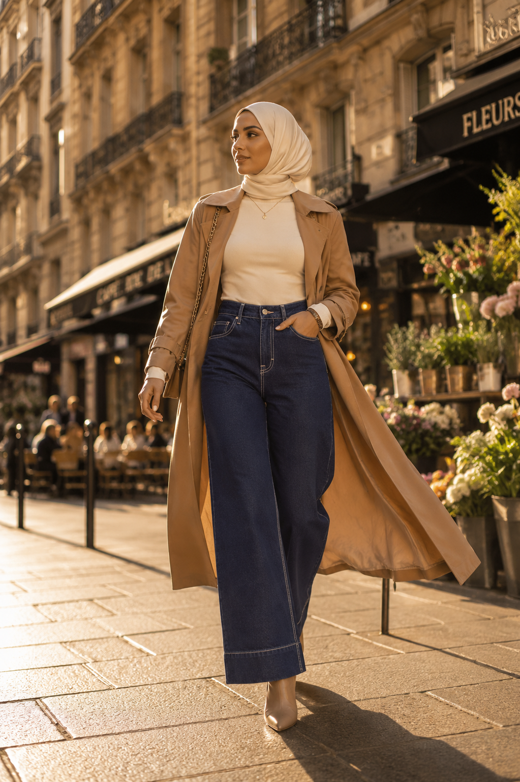 Jean Taille Haute Femme - Coupe Large Élégante & Modeste