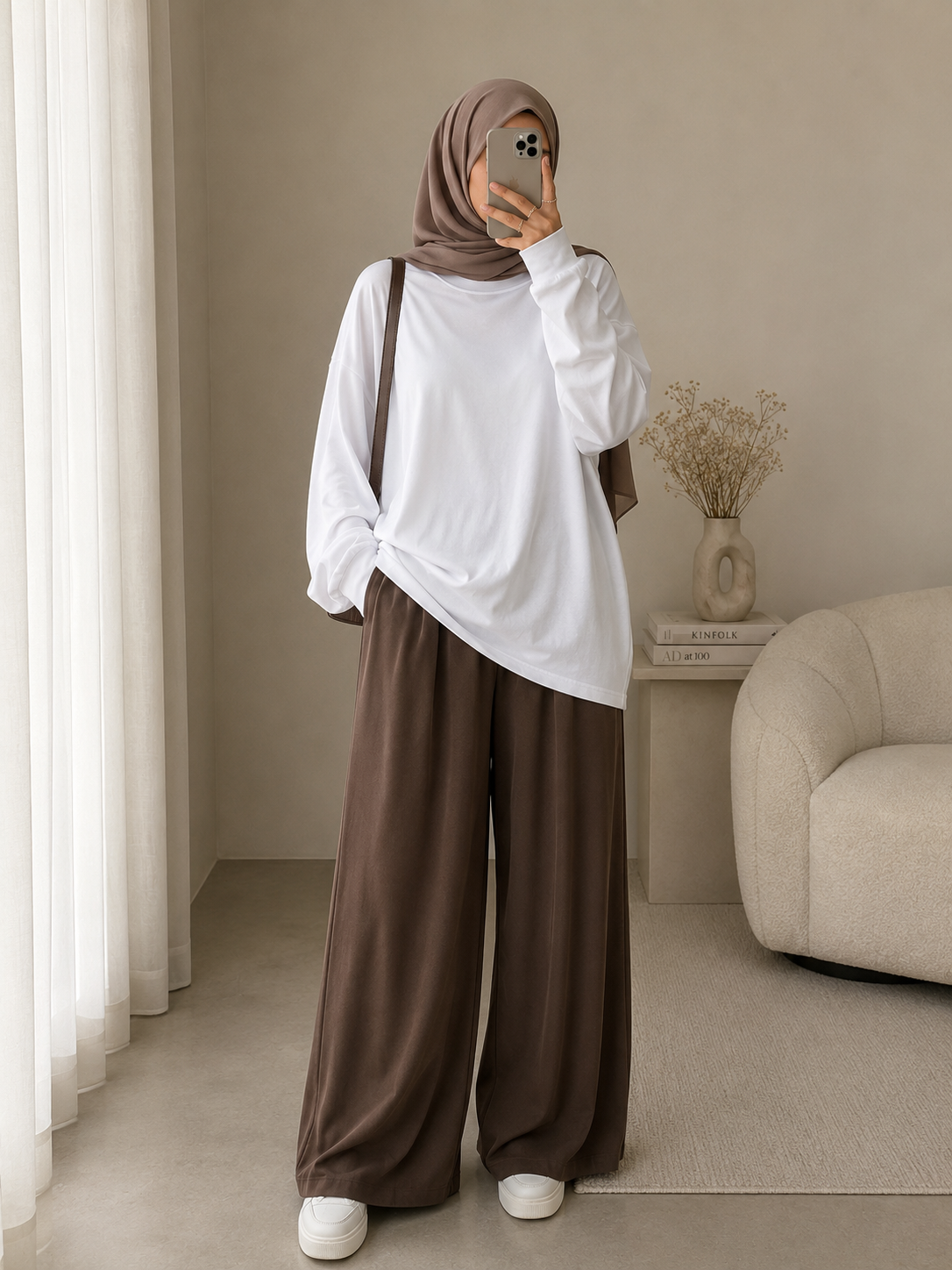 Top Oversize Blanc Femme – Coupe Longue & Modeste