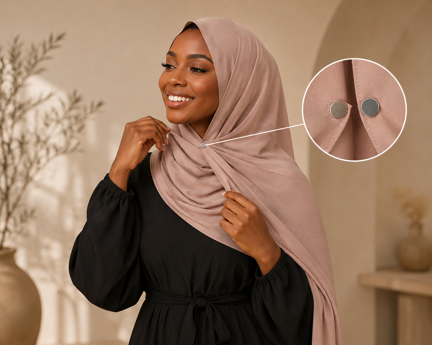 Hijab Instantané Mousseline de Soie – Écharpe Magnétique Tendance