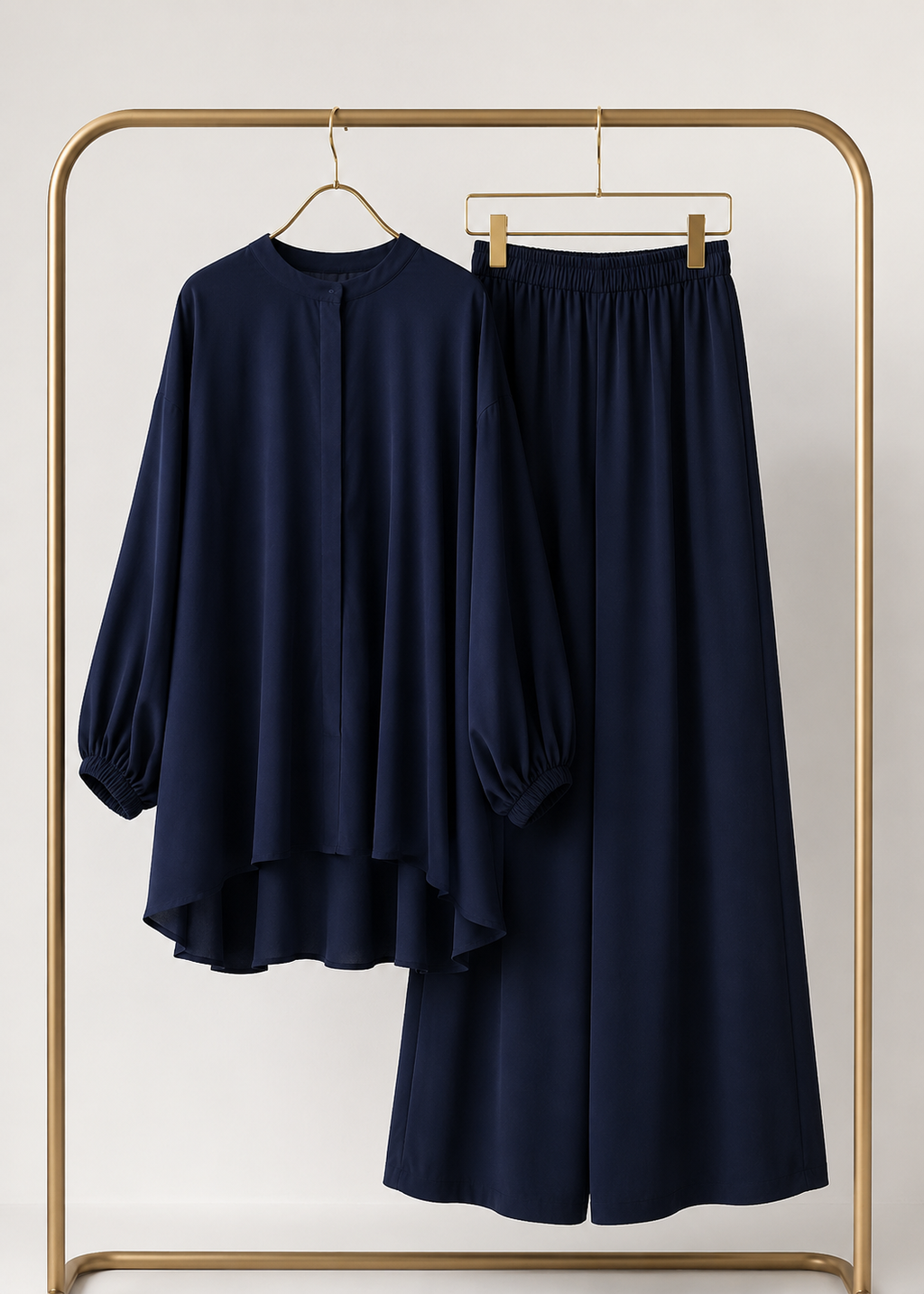 Ensemble 2 Pièces Femme – Chemise Longue & Pantalon Large Modest
