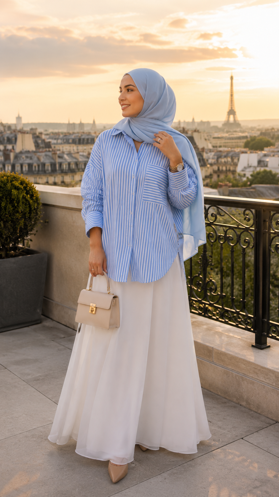 Chemise Longue Rayée Femme – Coupe Loose Élégante & Modeste