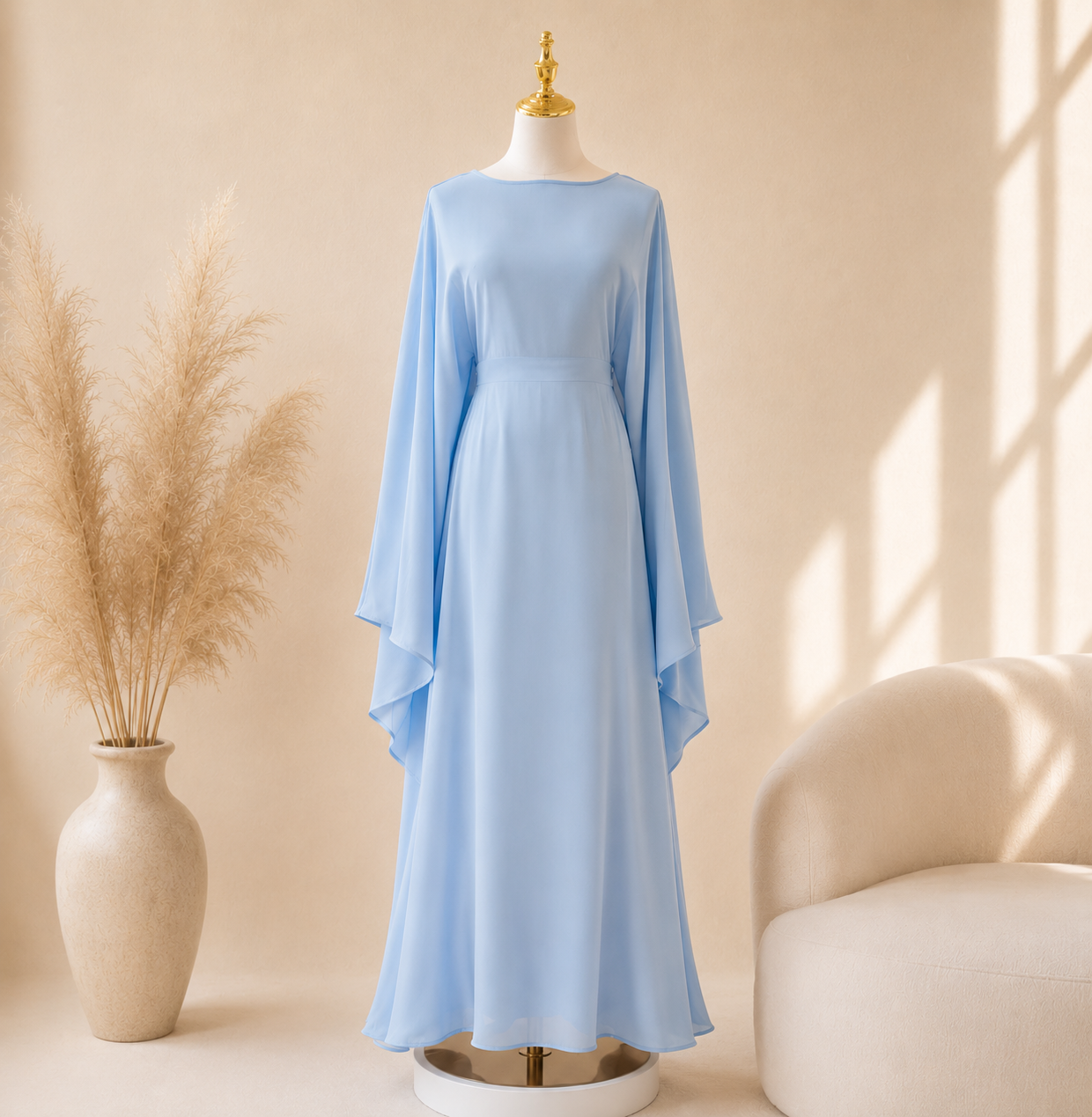 Abaya Satiné Femme – Robe Longue Oversize Manches Chauve-Souris