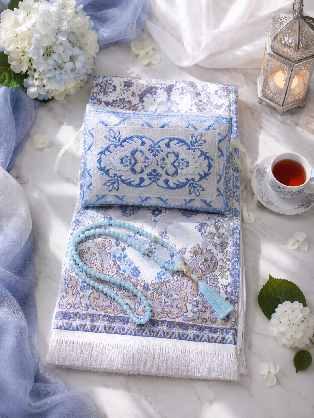 Tapis de Prière 3 Pièces - Chapelet & Sac Inclus, Idéal Ramadan & Eid