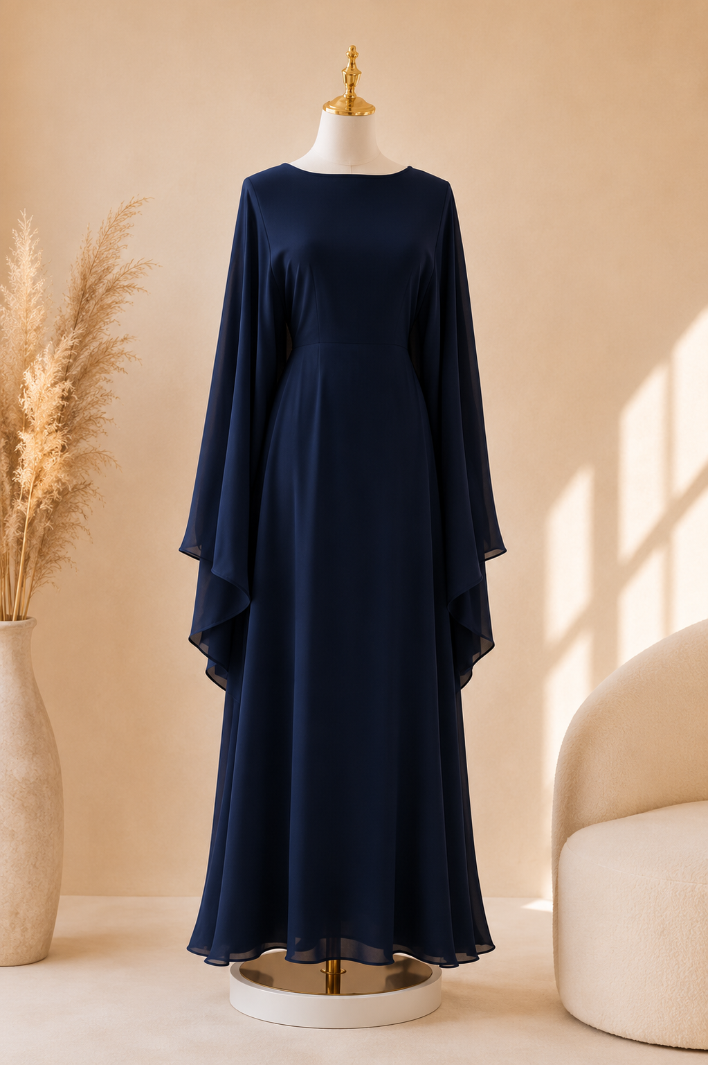 Abaya Satiné Femme – Robe Longue Oversize Manches Chauve-Souris