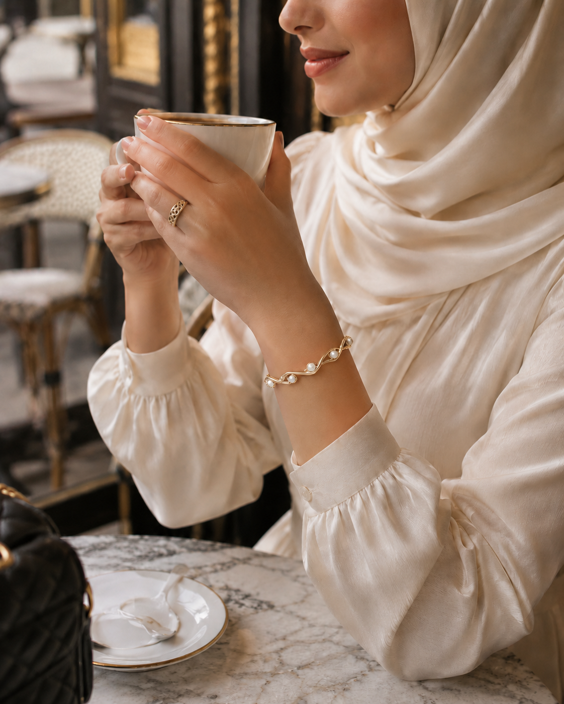 Bracelet Doré Pierre Naturelle Femme – Acier Titane 18K Élégant & Minimaliste