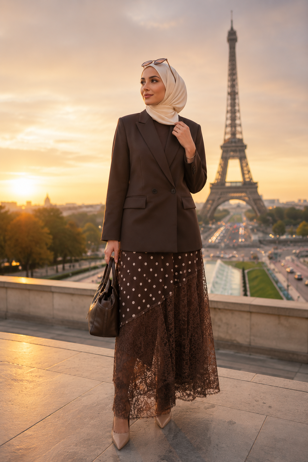 Blazer Élégant Double Boutonnage — Veste Modest Chic Manches Longues | Marron, Noir, Beige