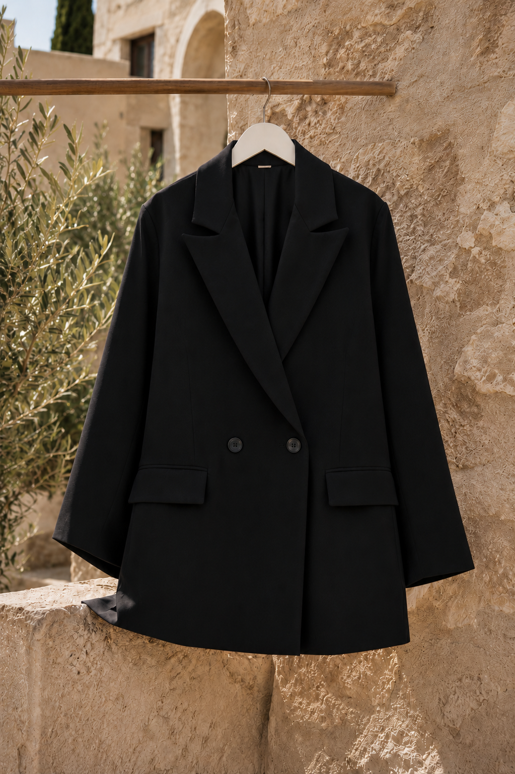 Blazer Élégant Double Boutonnage — Veste Modest Chic Manches Longues | Marron, Noir, Beige