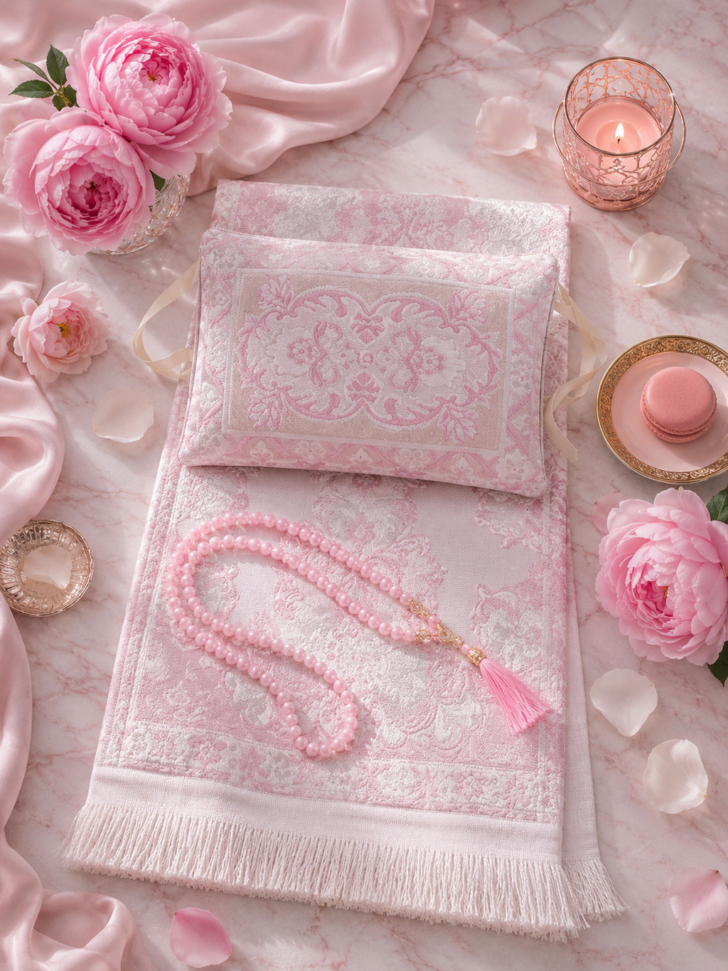Tapis de Prière 3 Pièces - Chapelet & Sac Inclus, Idéal Ramadan & Eid