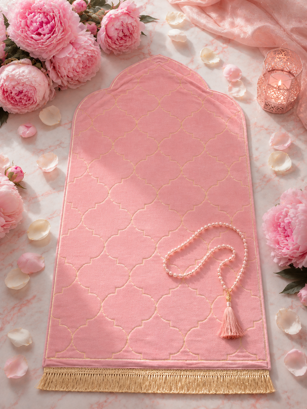 Tapis de Prière Voyage  - Velours Doux Antidérapant, Portable & Élégant