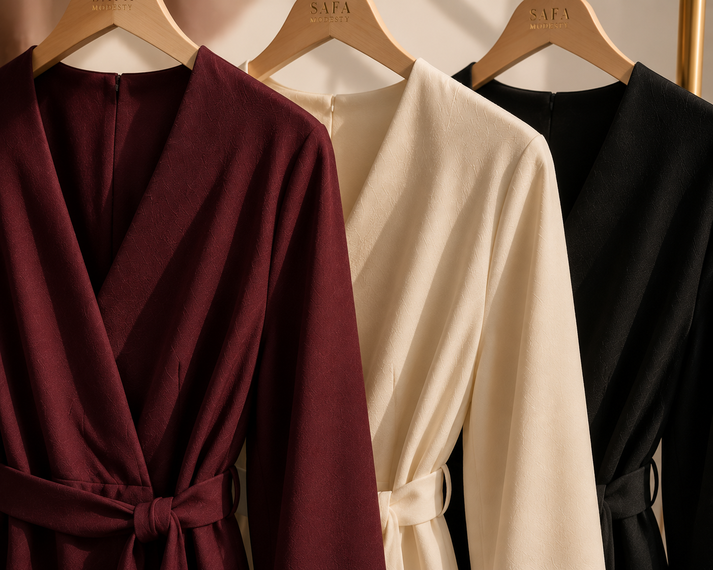 Haut Cache-Cœur Ceinturé Manches Ballon — Blanc, Noir, Bordeaux | Style Modest Chic