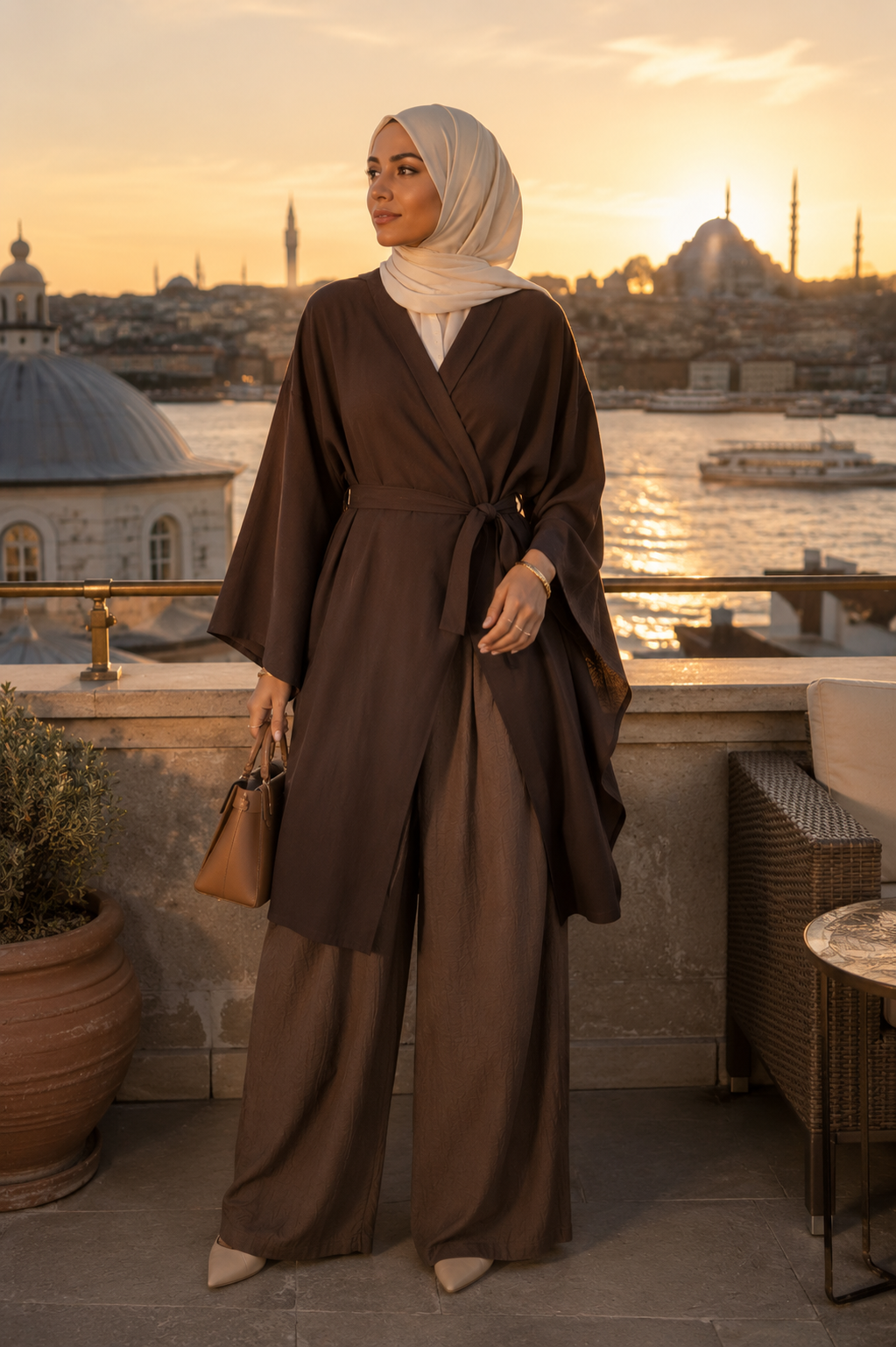 Pantalon Large Coton Lin — Taille Élastique Cordon | 7 Coloris | Style Modest Confort