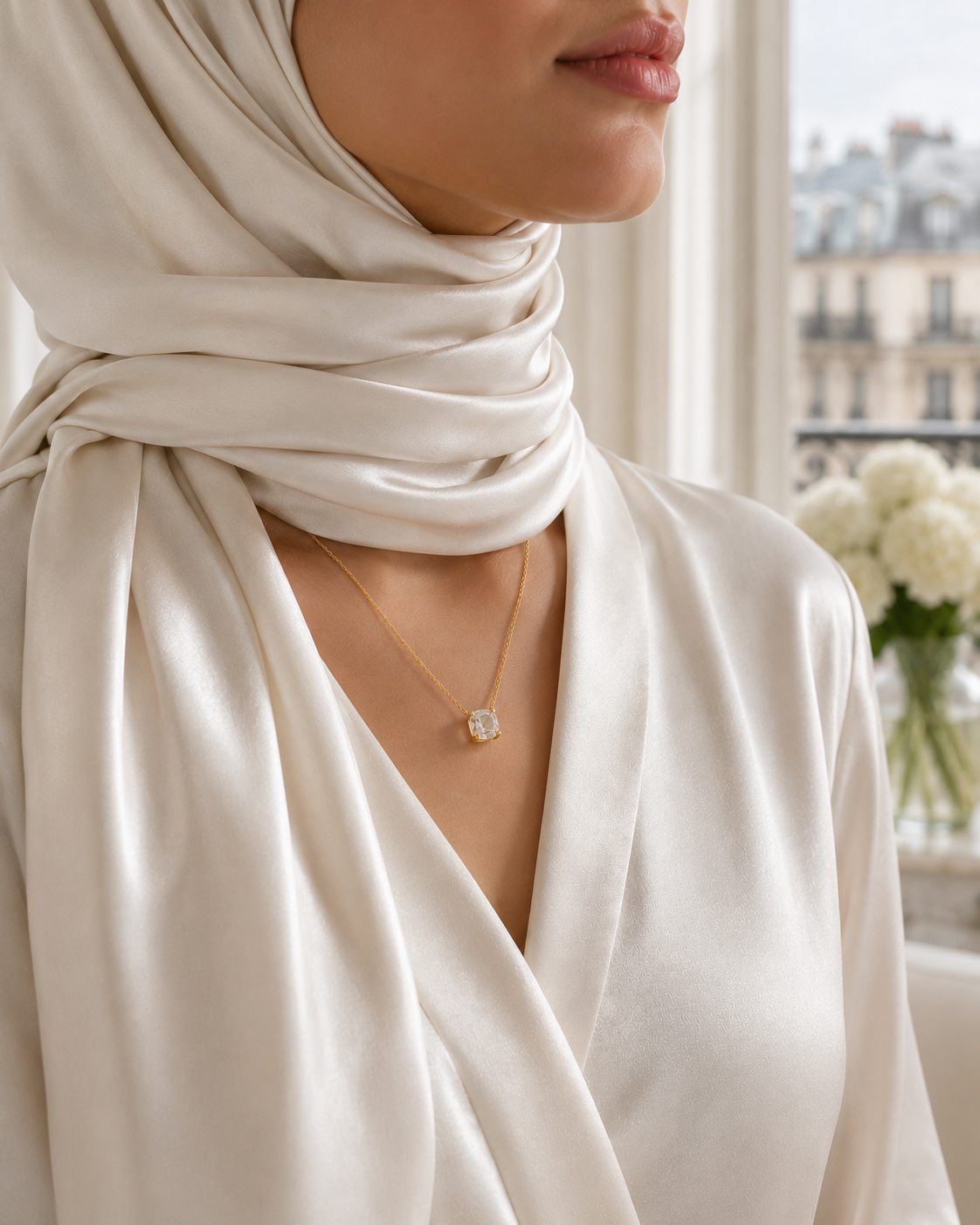 Collier Pendentif Zircon Femme – Acier Inoxydable Doré Élégant & Minimaliste