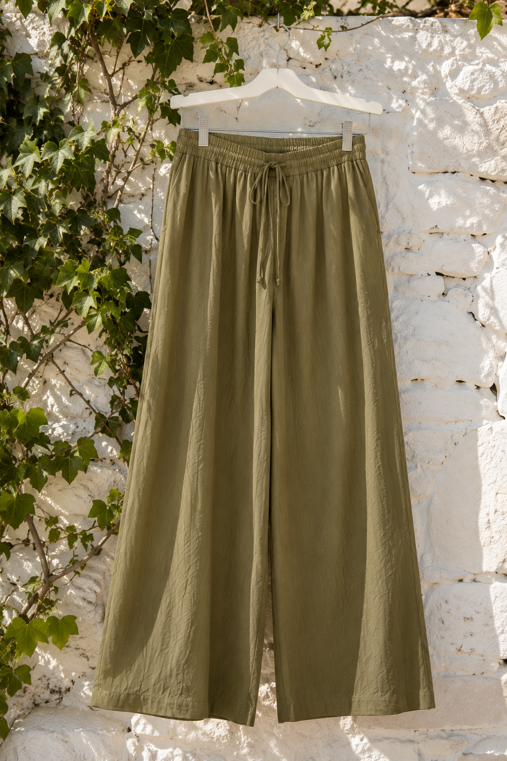 Pantalon Large Coton Lin — Taille Élastique Cordon | 7 Coloris | Style Modest Confort