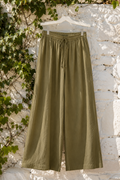 Pantalon Large Coton Lin — Taille Élastique Cordon | 7 Coloris | Style Modest Confort
